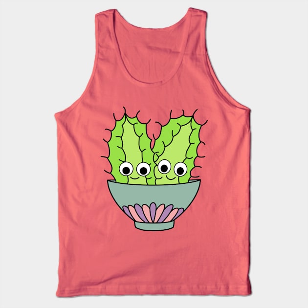 Cute Cactus Design #245: Prickly Pear Cacti In Dainty Bowl Tank Top by DreamCactus